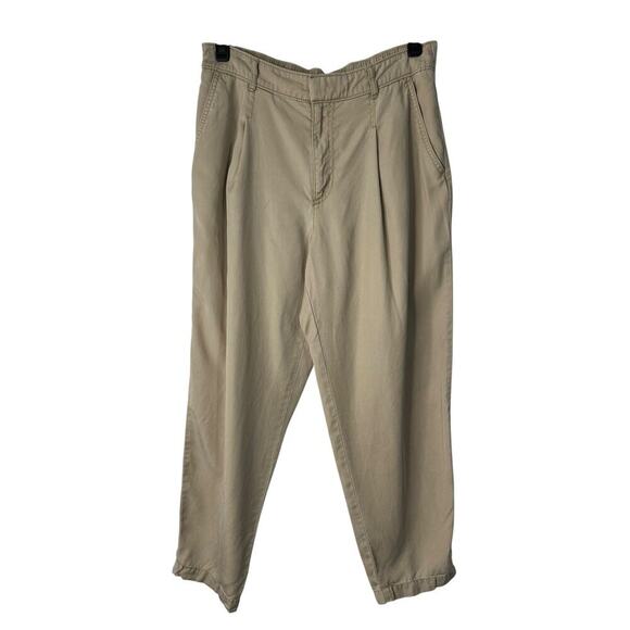Loft Outlet Pants Womens Size Medium Beige Textured Jogger Woven Lyocell Tapered - Picture 1 of 10